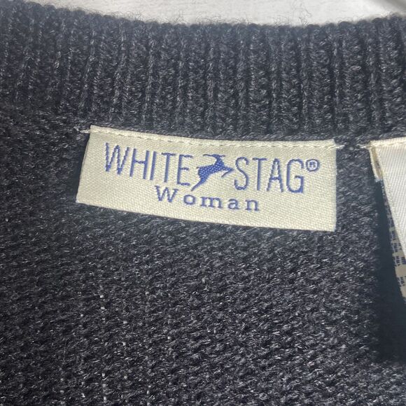 Vintage Black Red Fair Isle Zip Sweater Vest Women Plus Sz 22W/24W - Picture 3 of 5